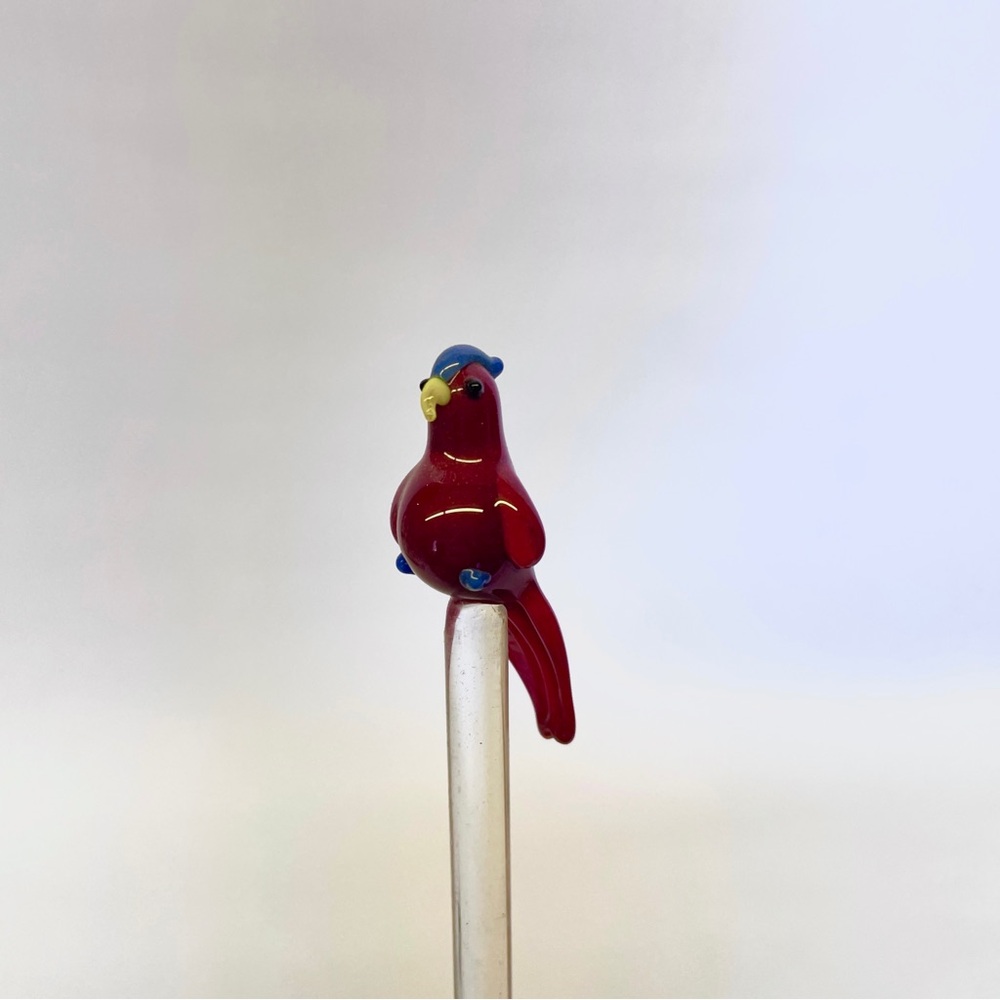 MCM VINTAGE Murano Glass Parrot Cocktail Stirrer Swizzle Stick Bird Whimsical - Picture 2 of 5